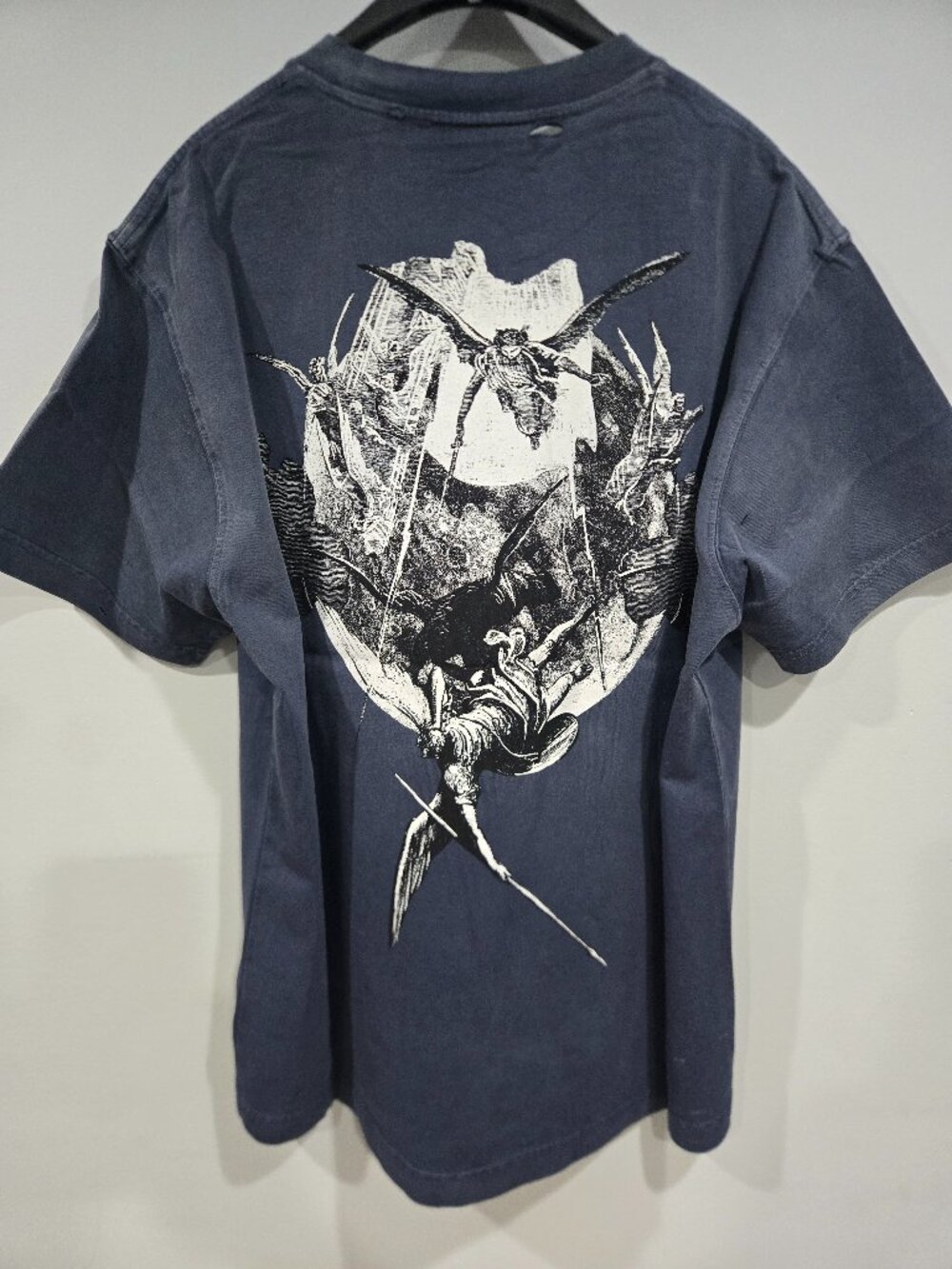 Kosuke Kawamura Glitch Arch Logo Treated Tee Navy M